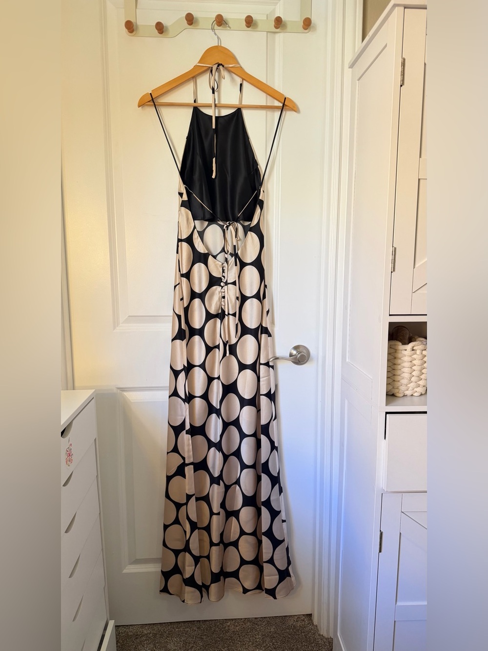 Reformation Jeany Silk Dress In Full Moon Dot, NEW WITHOUT TAGS, NEVER WORN. - Picture 10 of 14